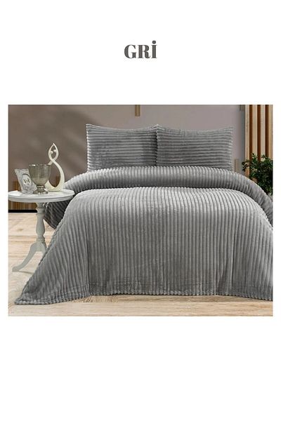 Mila Double Padded Plush Blanket Bedspread Set