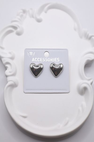DEMOKAN Women's Earrings Medium Size Chubby Heart Earrings