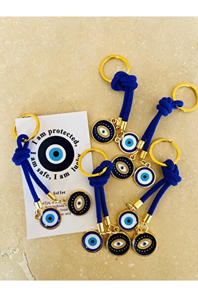 Talia&Talia هدية سلسلة مفاتيح مكونة من 5 قطع مزينة بخرز العين الزرقاء - أزرق ...