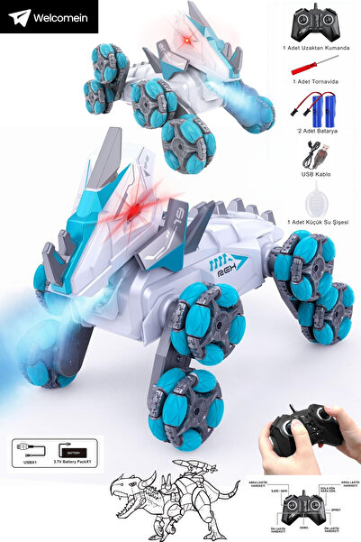 welcomein Uzaktan Kumandalı Full Fonksiyon Şarjlı 2,4G 8 Teker Buhar Atan Din...