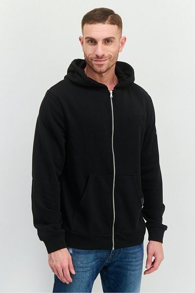 Crosshatch Men Brand Logo Long Sleeves Full Zip Hoodie, Black