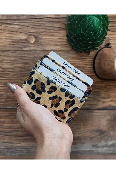KY Women's Leopard Patterned Thai Feather Card Holder