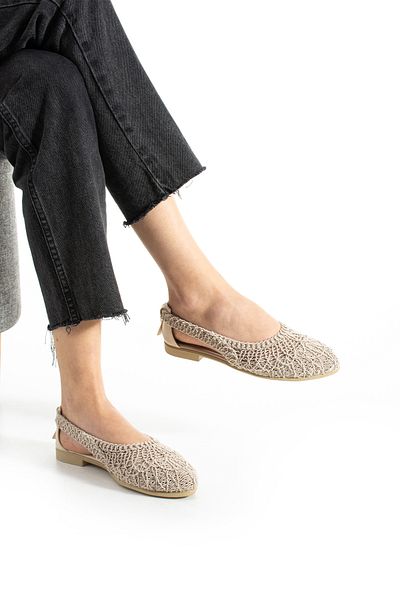 Moda Devrin Sandale împletite laterale bej