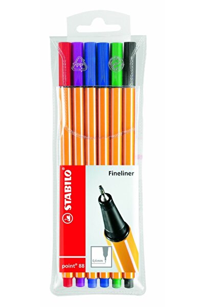 Stabilo Point 88 6 Colors Transparent Package