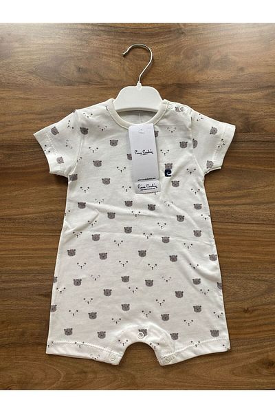Pierre Cardin Patterned Snap Short Sleeve Baby Shorts Jumpsuit