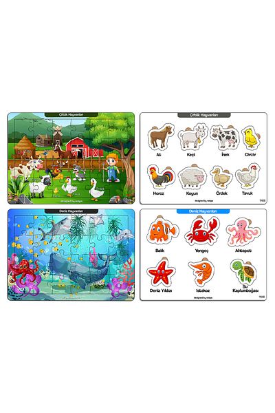 kutuTR Bulfak Series - Sea & Farm Animals Puzzle Set 2+2 Y2+2M1