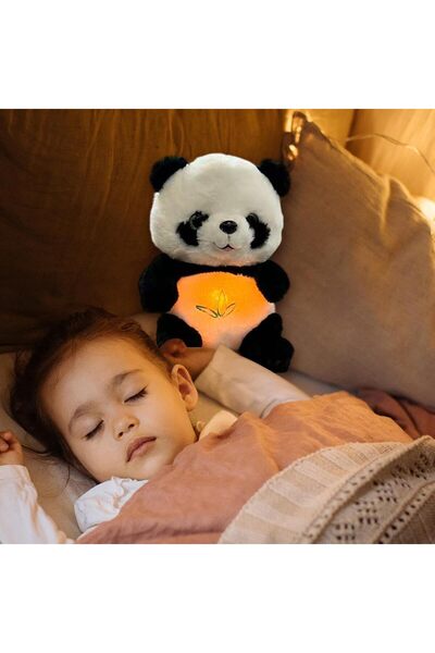TİVENS uyku arkadşı nefes alan ışıklı müzikli peluş oyuncak panda