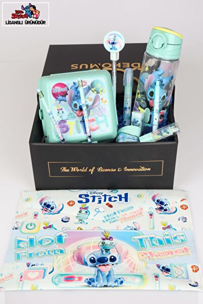 Disney DEKOMUS İLE ÖZEL KUTULU GIFT BOX LİSANSLI STITCH MATARA,BESLENME KABI ...