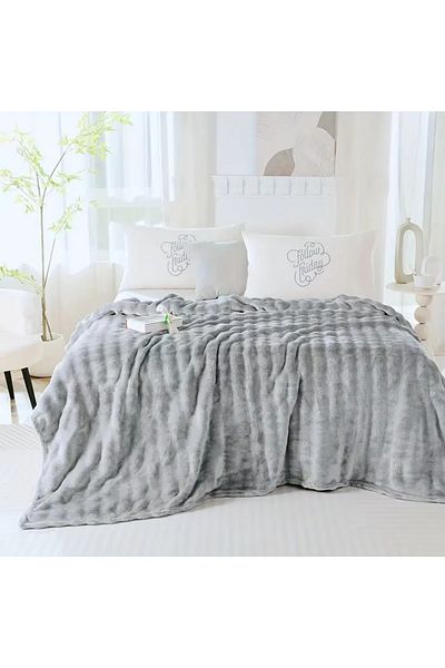 baladı home ev tekstil home collection Light Gray Puff Double Blanket Buble (1 Piece) Quality Product