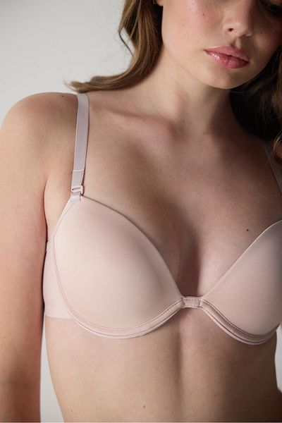 Magic Form 2169 Women's Mid-Cut Plain Fabric Supported Bra-Powder