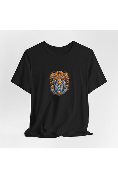 IVART God Zeus Printed -unisex -100% βαμβακερό κοντομάνικο μπλουζάκι με κοντό μανίκι
