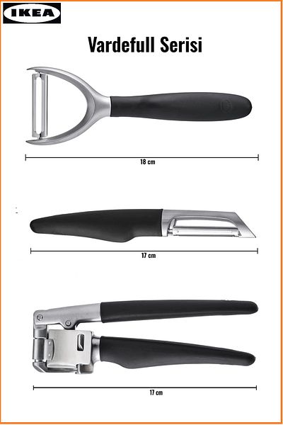 IKEA Vardefull Series: Vertical Peeler, Flat Peeler, Garlic Crusher - Set of 3