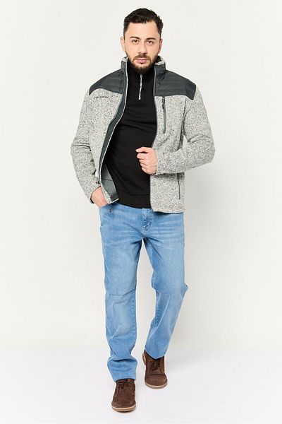 Free Country Men Mock Neck Heather Long Sleeves Sweatshirt, Grey