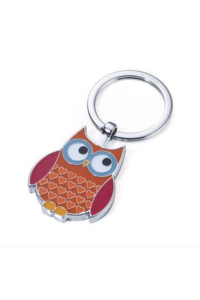 Troika Brown Owl Metal Keychain