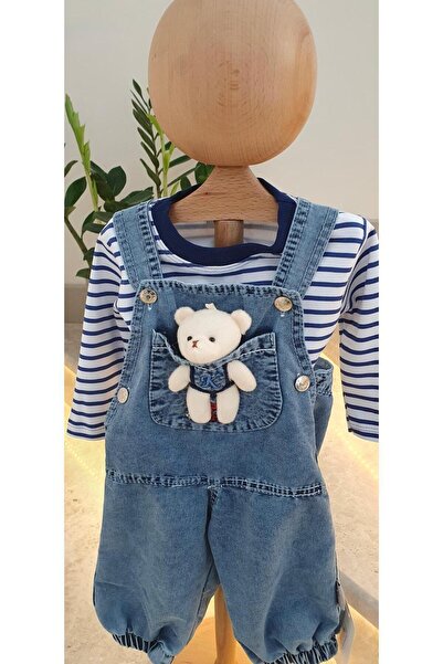 DIDuStore 6-18 Months Unisex Baby Denim Slopet with Teddy Bear and Stripes