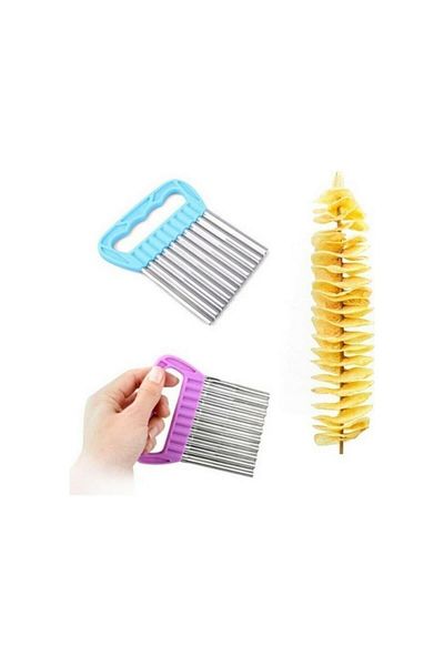 Milena Life Stainless Steel Blade - Shaped Vegetable and Fruit Potato Slicer, 2 Pcs