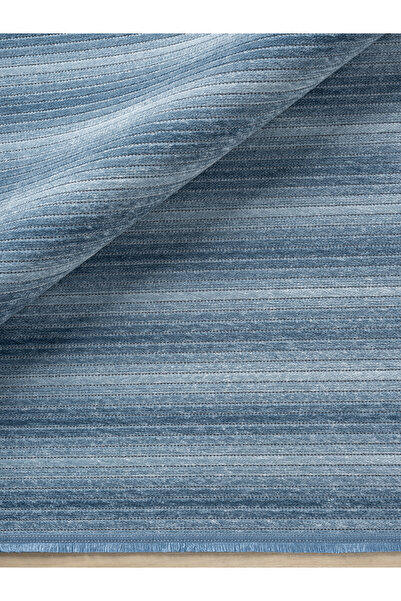 CASERA HOME Zen Collectıon Mavı Kaymaz Taban Yıkanabılır Dokuma Halı Kılım Yolluk