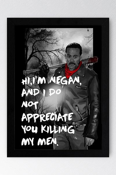 Saturn The Walking Dead Negan Framed Painting - Tv Series Poster Painting