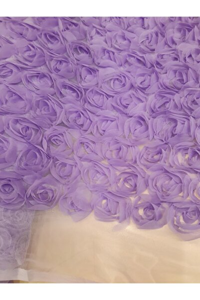 Safir Kumaş 3 Boyutlu Kabartmalı Tül Zemine Gül Desen Dantel 1.5 Metre