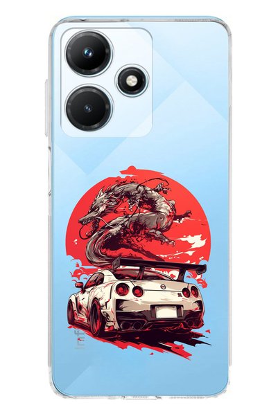 TechTree جراب من السيليكون الشفاف بتصميم GTR Dragon متوافق مع هاتف Infinix Ho...