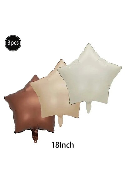 Parti Furyası 3 قطع بالونات من رقائق النجوم باللون البني الكريمي والبيج - 18 ...