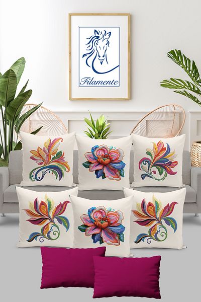 Filamente Set de 8 huse de pernă cu model de broderie