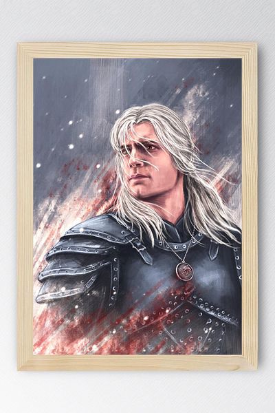 Saturn The Witcher Geralt Framed Painting - Tv Series Poster Painting