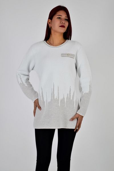 Angora Πλεκτή μπλούζα με σχέδιο Crew Neck