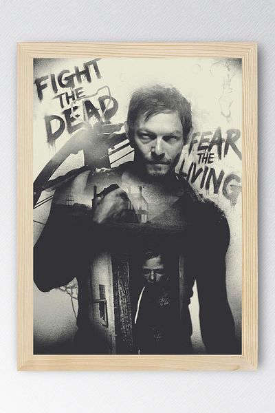 Saturn The Walking Dead Daryl Dixon Framed Painting - Tv Series Poster Painting
