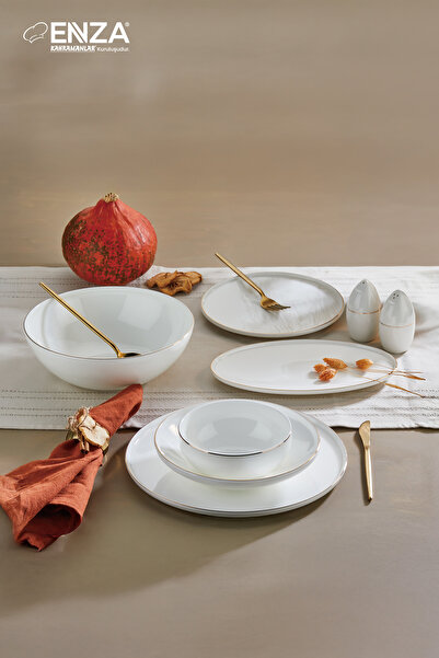 Enza Slim Porselen Yemek Takımı 28 Parça 6 Kişilik Gold