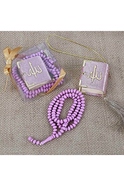 İkranur Mini Kuran, Kokulu Tesbihli Kare Kutuda Hediyelik-lila(140 GR)