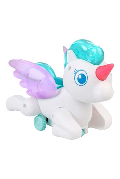 Oyunsal Sevimli Pony At İpli Çekmeli Pilli Işıklı Unicorn Çekbırak Unicorn Pony - BEYAZ