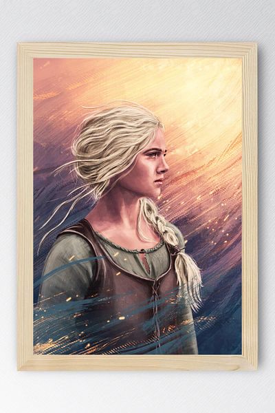 Saturn The Witcher Ciri Framed Painting - Tv Series Poster Painting