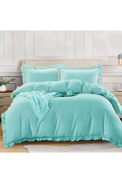 Donetella 2-Piece Ruffled Single Size Bedding Duvet Set 170x240 cm Filler Not Included