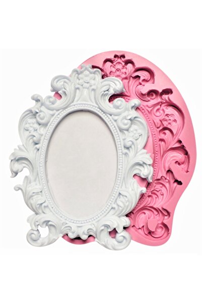 morlalem m Gül Çiçek Kabartmalı 21cm Çerçeve Silikon Kalıp K-062, Polyester T...