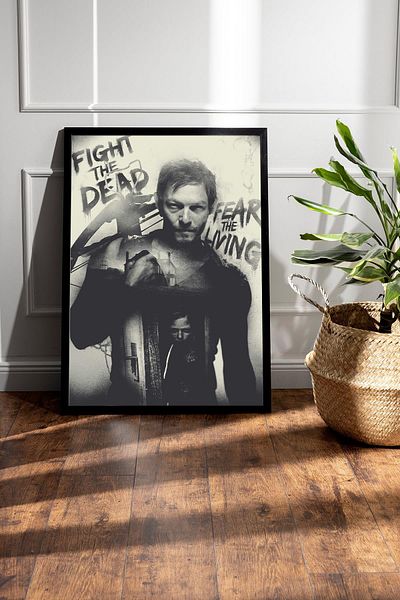 Saturn The Walking Dead Daryl Dixon Framed Painting - Tv Series Poster Painting