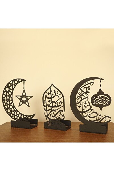 Wall Art İstanbul 3'lü Metal Mübarek Ramazan Mumluk Seti - Siyah - Hoşgeldin ...