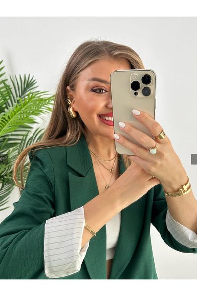 MODA Emerald Green Premuim Easy-Fold Lining Striped a Quality Blazer Jacket
