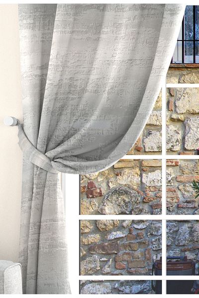 Ardizayn Grey-Beige Velvet Printed Bedroom Doorway Kitchen Living Room Two Wing Background Curtain