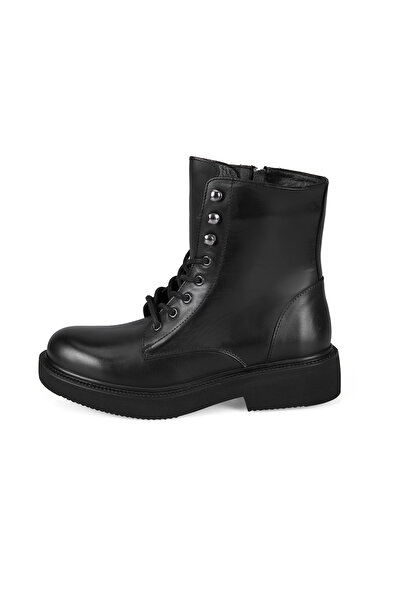 Desa Kenia Μαύρες Γυναικείες Δερμάτινες Μπότες με φερμουάρ