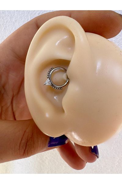 Arescollection التيتانيوم الزركون حجر Daith الحاجز الدائري ثقب 1 قطعة