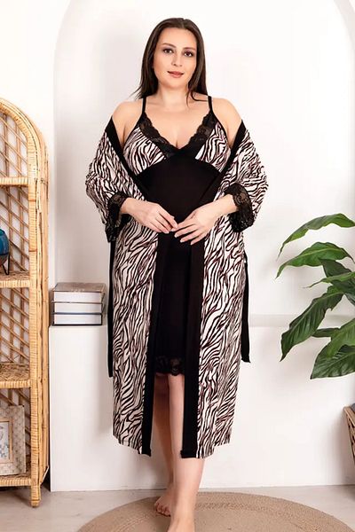 Viselya Large Size Nightgown Dressing Gown Set