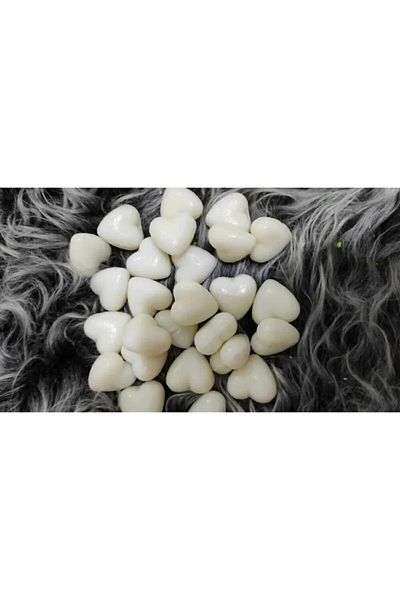 EQMQ STORE KOZMETİK Mini Heart Decorative Scented White Soap with Basket (30 Pieces 2*2 cm in the Basket)