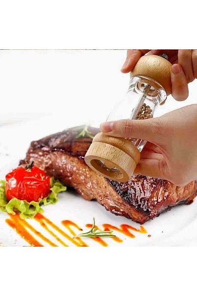 Epinox Acrylic Wood Spice Mill |   Steel Salt Grinder 16 cm (Dcaa-160)
