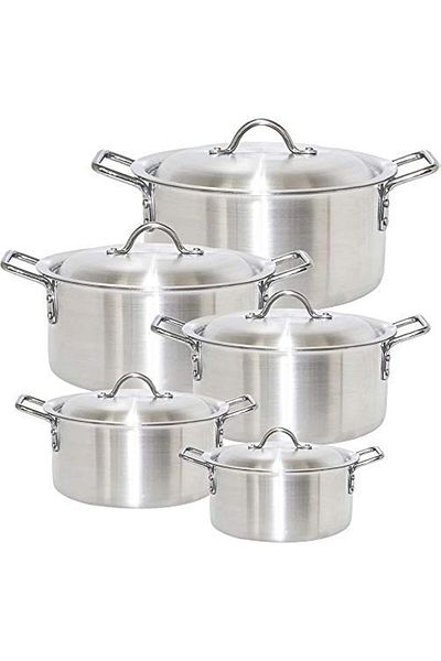 Generic طقم أواني طهي من الألومنيوم مكون من 10 قطع مع غطاء [YT004]