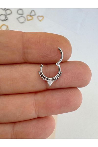 Arescollection التيتانيوم الزركون حجر Daith الحاجز الدائري ثقب 1 قطعة