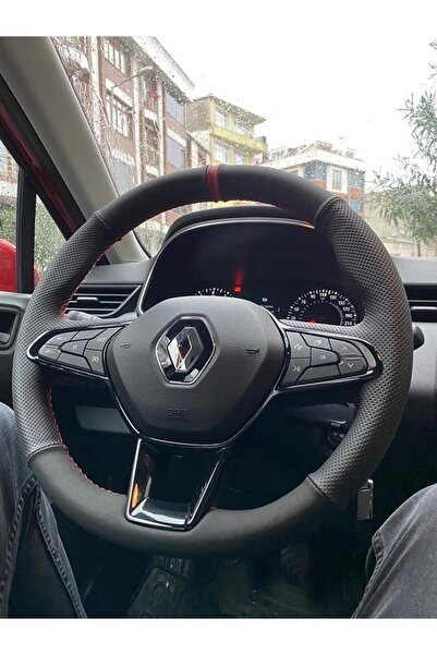 STİLİX GARAGE Clio 5 Araca Özel Direksiyon Kılıfı (ALCANTRA NOKTA YÜZÜKLÜ)