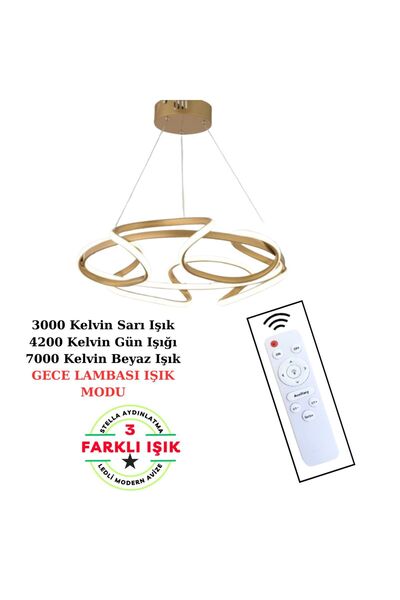 Stella Ledli Tasarrufu Eskitme Aydınlatma Sarkıt Avize 3 Işık Renk Kumandalı ...