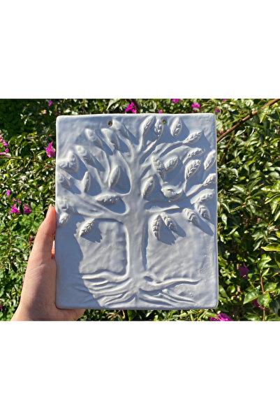 Boyamaya Hazır Seramik Hayat Ağacı Dikdörtgen – 17x20 cm | Dekoratif El Yapımı Hobi Ürünü