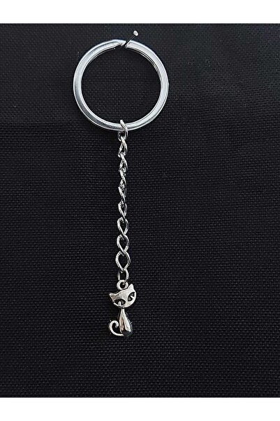 sarıyer silver Μπρελόκ από ατσάλι με φιγούρα γάτας